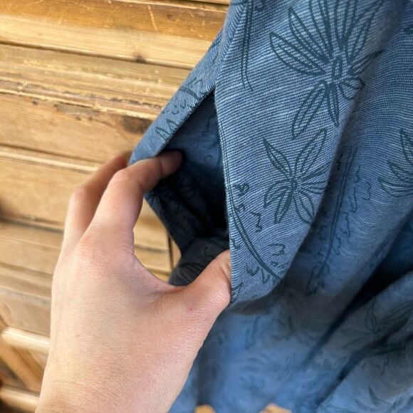 Toad & Co Small Blue T-Shirt Dress Cue Wrap Cafe Dress Update Leaf Print - Picture 7 of 7